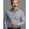 Chemise Homme Angelo Ricci Regular Fit en Popeline à Rayures Bleues et Blanches (Large) - Angelo Ricci