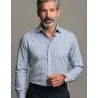 Chemise Homme Angelo Ricci Regular Fit en Popeline Rayée - Gris et Blanc - Angelo Ricci