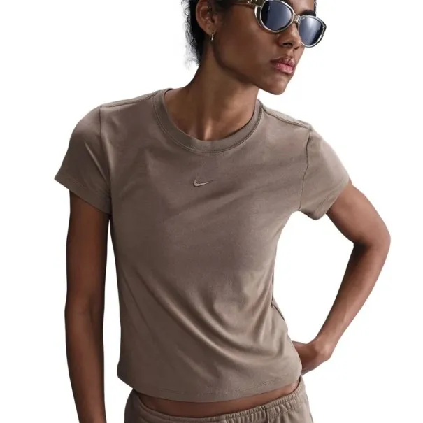 Nike T-Shirt Femme W Nsw Nk Chll Knt Md Crp Marron - NIKE