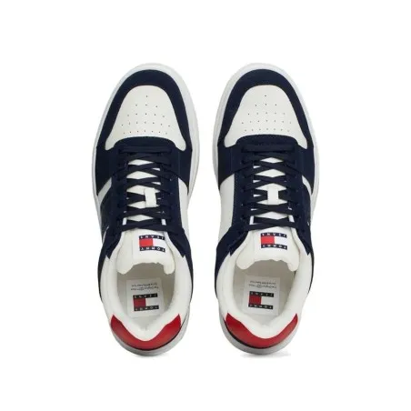 Tommy Jeans – Les baskets Brooklyn en daim à texture mixte – Bleu Marine Blanc - TOMMY JEANS