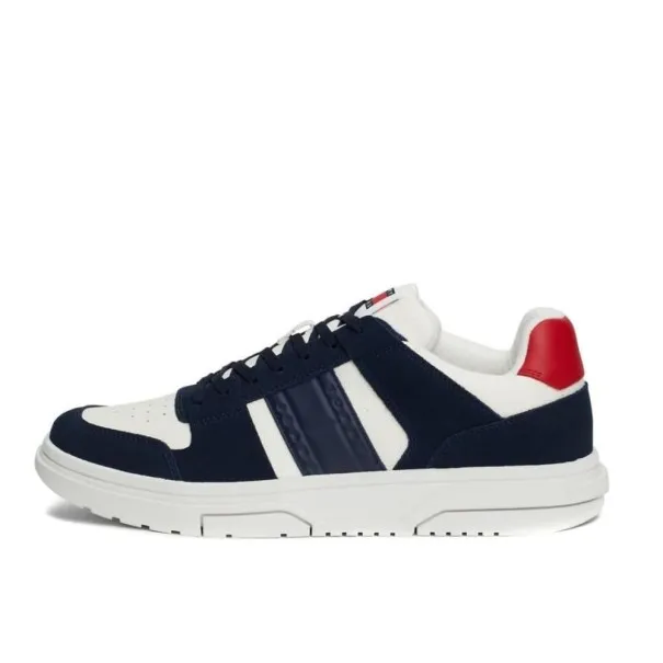 Tommy Jeans – Les baskets Brooklyn en daim à texture mixte – Bleu Marine Blanc - TOMMY JEANS
