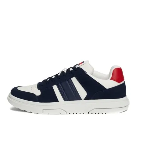 Tommy Jeans – Les baskets Brooklyn en daim à texture mixte – Bleu Marine Blanc - TOMMY JEANS