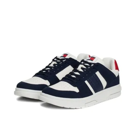Tommy Jeans – Les baskets Brooklyn en daim à texture mixte – Bleu Marine Blanc - TOMMY JEANS