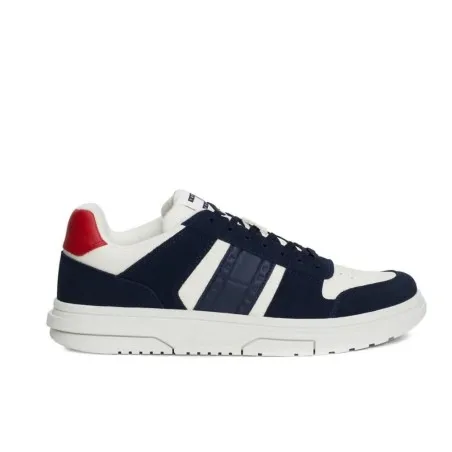 Tommy Jeans – Les baskets Brooklyn en daim à texture mixte – Bleu Marine Blanc - TOMMY JEANS