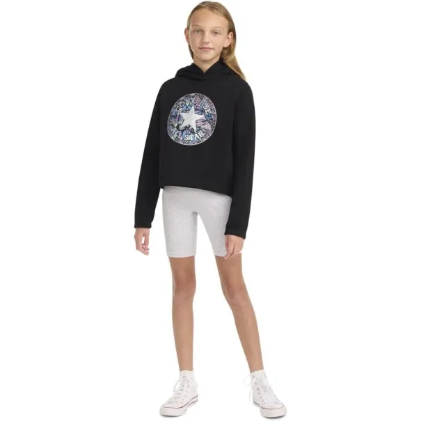 Converse Sweat Capuche Pour Filles, Imprim, Avec Patch Chuck Noir 4CD269023 - CONVERSE