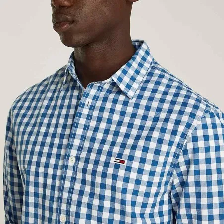 Tommy Jeans Chemise Carreaux Pour Homme Bleu Vif, Petits Carreaux DM0DM19655C8T - TOMMY JEANS