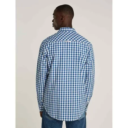 Tommy Jeans Chemise Carreaux Pour Homme Bleu Vif, Petits Carreaux DM0DM19655C8T - TOMMY JEANS