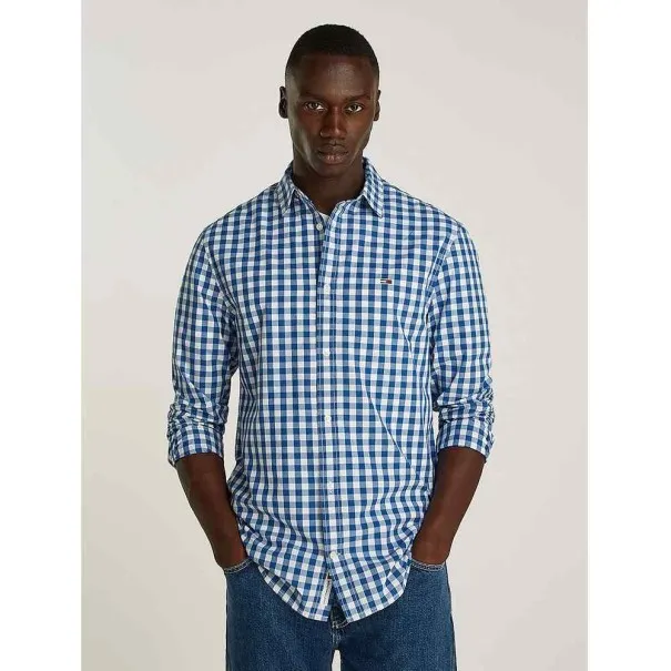 Tommy Jeans Chemise Carreaux Pour Homme Bleu Vif, Petits Carreaux DM0DM19655C8T - TOMMY JEANS