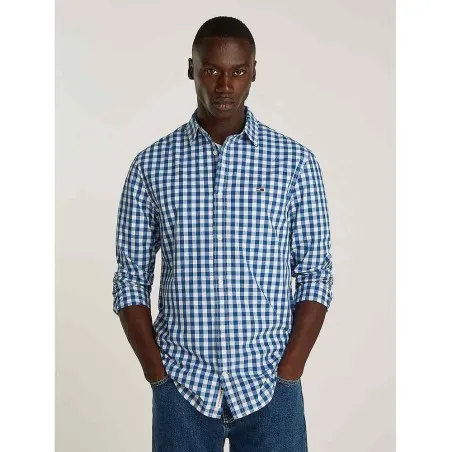 Tommy Jeans Chemise Carreaux Pour Homme Bleu Vif, Petits Carreaux DM0DM19655C8T - TOMMY JEANS