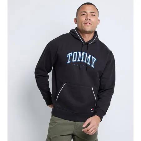 Tommy Jeans Sweat Capuche Avec Logo Et Manches Tombantes Blanc Noir DM0DM19760BDS - TOMMY JEANS
