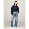 Tommy Jeans Sweat-Shirt Court Dcontract Tommy Badge Bleu Marine DW0DW19045C1G - TOMMY JEANS