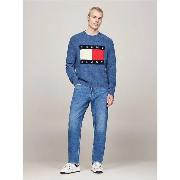 Tommy Jeans Tjm Regular Melange Flag Blue Jersey DM0DM19442C8T - TOMMY JEANS