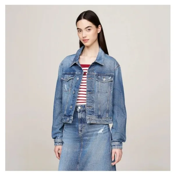 Tommy Jeans Veste En Jean Courte Et Ajuste Bleu DW0DW196331A5 - TOMMY JEANS