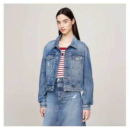 Tommy Jeans Veste En Jean Courte Et Ajuste Bleu DW0DW196331A5 - TOMMY JEANS