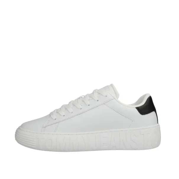 TOMMY JEANS – Baskets à semelle cupsole en cuir monochrome – Blanc - TOMMY JEANS