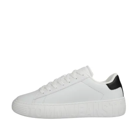 TOMMY JEANS – Baskets à semelle cupsole en cuir monochrome – Blanc - TOMMY JEANS