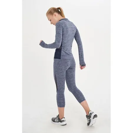 Legging de sport femme Hmllehde Tights Iris Flower - Gray - hummel