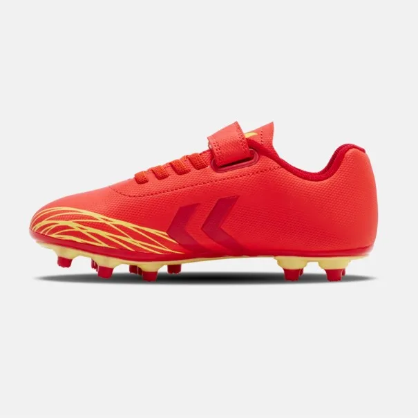 Chaussures de foot enfant Top Star F.G. Jr Haute - Rouge/Jaune - hummel
