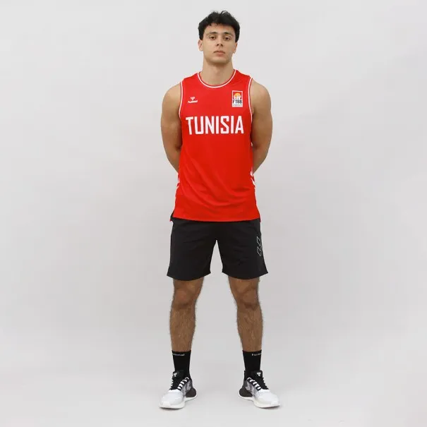 Maillot de Sport Homme hummel Maillot Officiel Équipe National de Basket - Rouge T0165-3002 - hummel