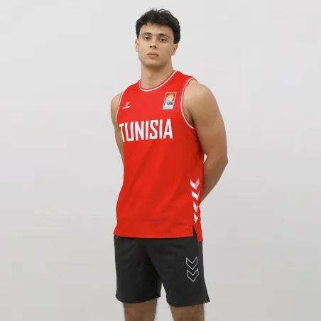 Maillot de Sport Homme hummel Maillot Officiel Équipe National de Basket - Rouge T0165-3002 - hummel
