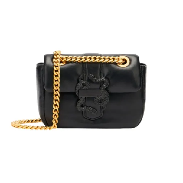 Just Sac Nylon Pm Carre Fermeture Snake Noir - JUST CAVALLI