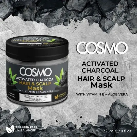 COSMO - Masque Capillaire Et Cuir Chevelu Au Charbon Actif 325G - COSMO