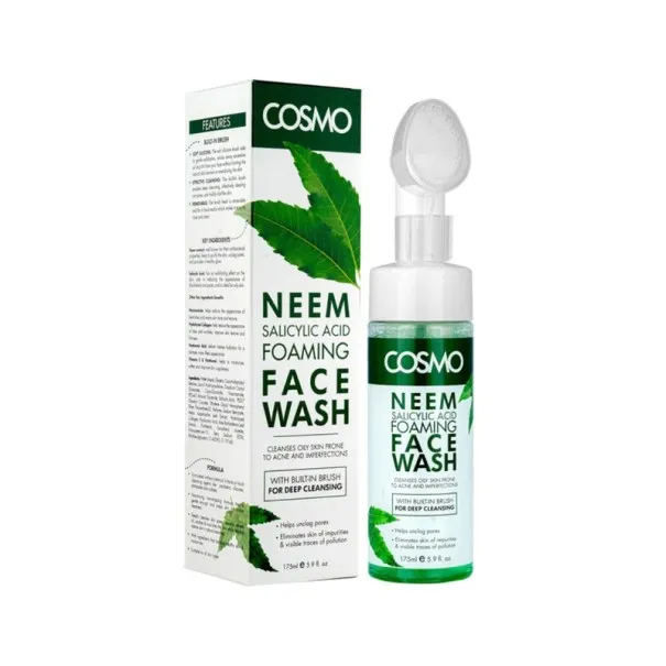 COSMO - Mousse Nettoyant Visage À L’Acide Salicylique Et Au Neem 175Ml - COSMO