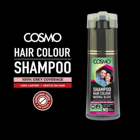 COSMO - Shampoing Colorant Pour Cheveux Noir Naturel 180Ml - COSMO