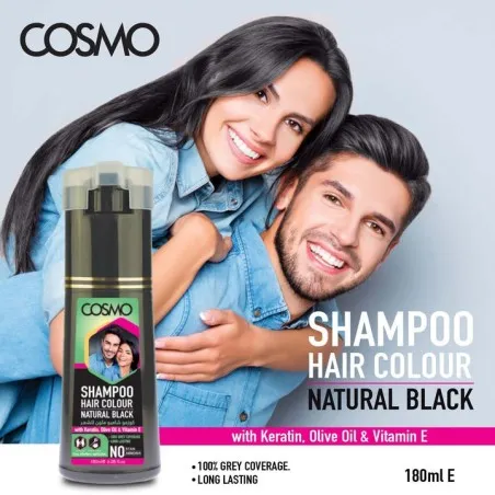 COSMO - Shampoing Colorant Pour Cheveux Noir Naturel 180Ml - COSMO