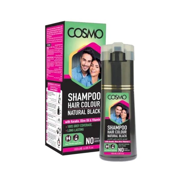 COSMO - Shampoing Colorant Pour Cheveux Noir Naturel 180Ml - COSMO