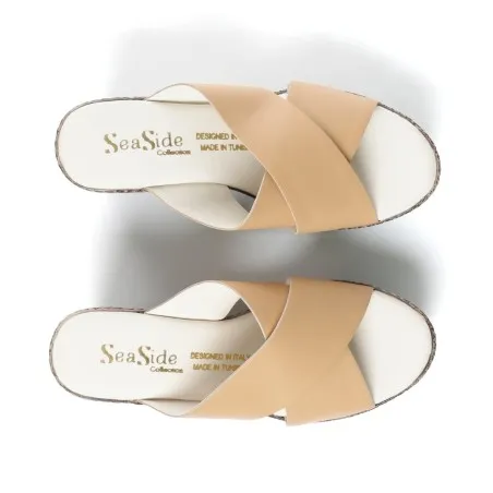 Sabot Cuir croisées compensées - Seaside