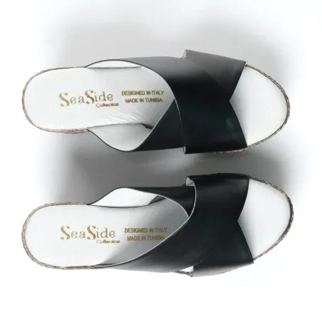 Sabot Cuir croisées compensées - Seaside