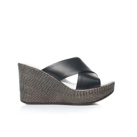 Sabot Cuir croisées compensées - Seaside