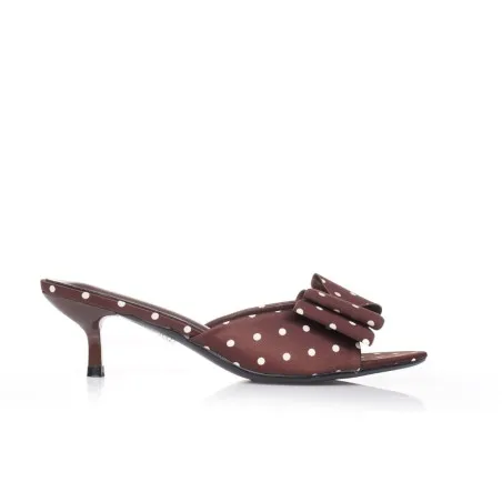 Mules Femmes Seaside Sabot satinées à pois avec nœud demi talon E26-F597 - Seaside