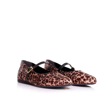 Ballerines tissu satin imprimé léopard P26-0181 - Seaside