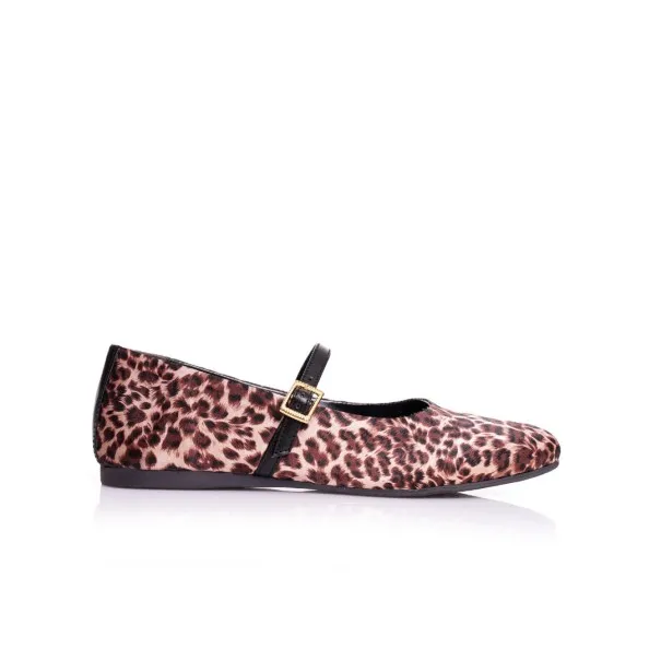Ballerines tissu satin imprimé léopard P26-0181 - Seaside