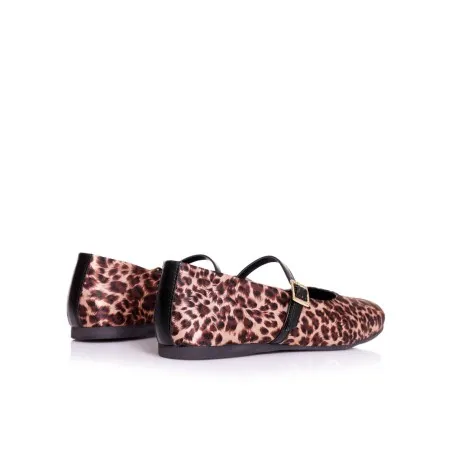 Ballerines tissu satin imprimé léopard P26-0181 - Seaside