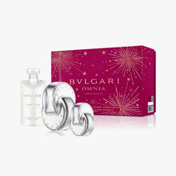 BVLGARI OMNIA CRYSTALLINE 90 ml Coffret : 65 ml EAU DE TOILETTE + 15 ml EAU DE TOILETTE + 75 ml BODY LOTION - BVLGARI