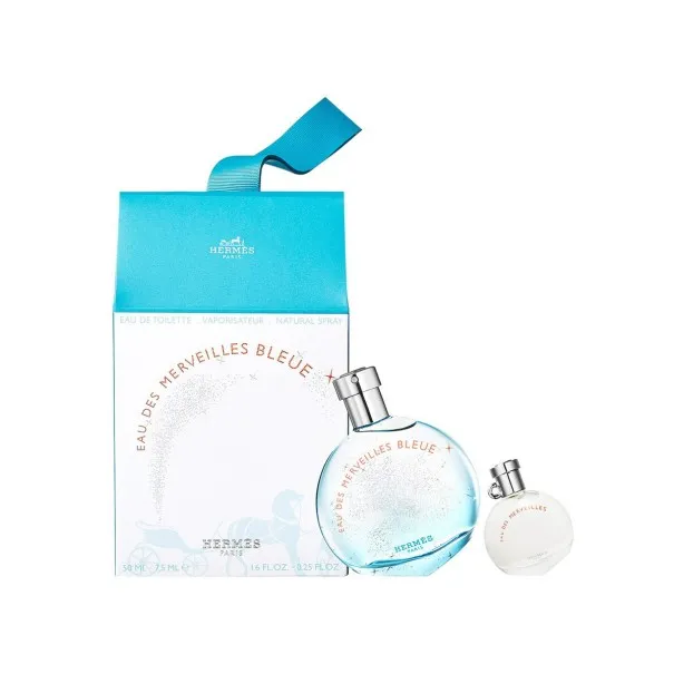 HERMES EAU DES MERVEILLES BLEUE 60 ml Coffret : 50 ml EAU DE TOILETTE + 5 ml EAU DE TOILETTE MINI - HERMES
