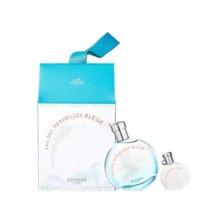 HERMES EAU DES MERVEILLES BLEUE 60 ml Coffret : 50 ml EAU DE TOILETTE + 5 ml EAU DE TOILETTE MINI - HERMES