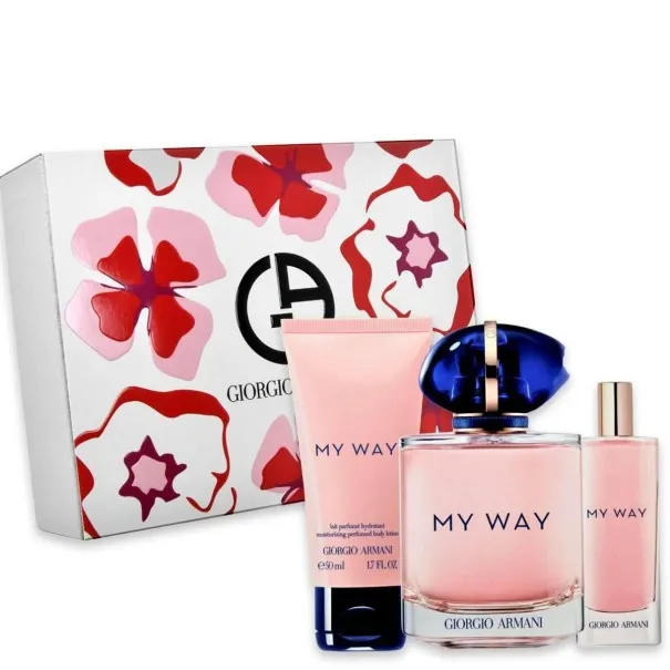 ARMANI MY WAY 90 ml PCS SET FOR WOMEN: 90 ml EAU DE PARFUM SPRAY + 15 ml EAU DE PARFUM SPRAY + 50 ml BODY LOTION. - LANCOME