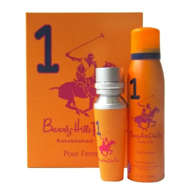 BEVERLY HILLS POLO CLUB ONE 60 ml PCS GIFT SET FOR WOMEN: 50 ml EAU DE PARFUM + 150 ml DEODORANT SPRAY - BEVERLY HILLS POLO CLUB