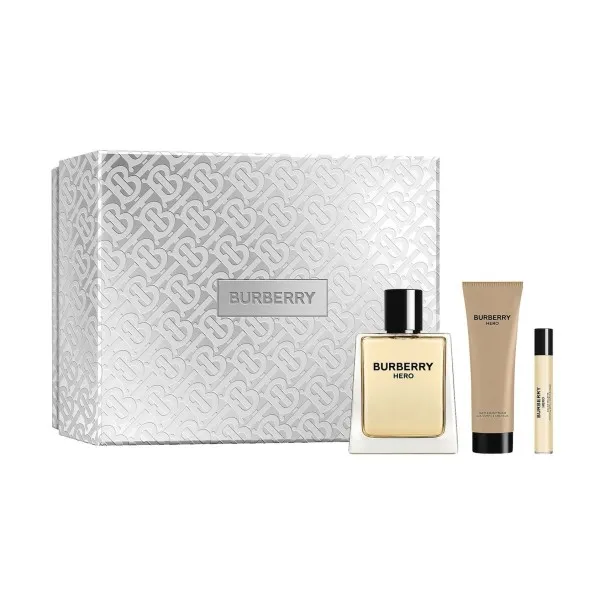 BURBERRY HERO 90 ml PCS SET FOR MEN: 100 ml EAU DE TOILETTE SPRAY + 10 ml EAU DE TOILETTE SPRAY + 75 ml BODY WASH - BURBERRY