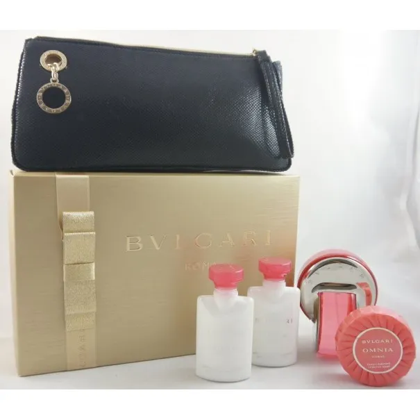 BVLGARI OMNIA CORAL 150 ml PCS SET: 65 ml EDT SP + 60 ml*1200 ml ML BODY LOTION + 50 ml SOAP + BEAUTY POUCH - BVLGARI