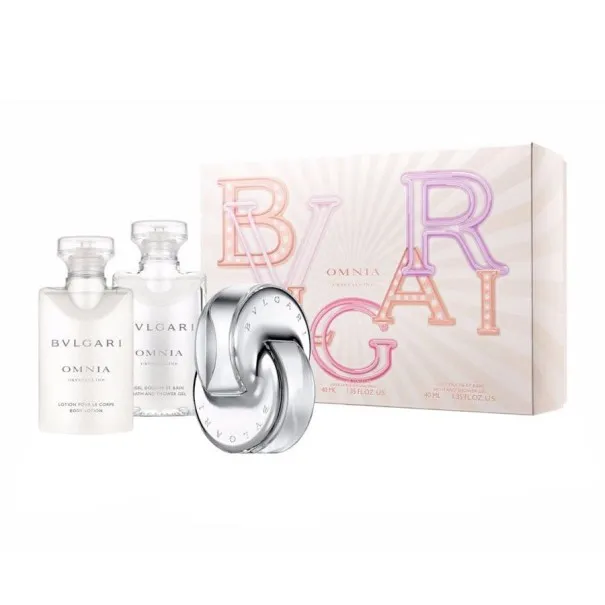 BVLGARI OMNIA CRYSTALLINE 90 ml PCS SET: 40 ml EAU DE TOILETTE SPRAY + 40 ml BODY LOTION + 40 ml BATH & DOUCHE GEL - BVLGARI