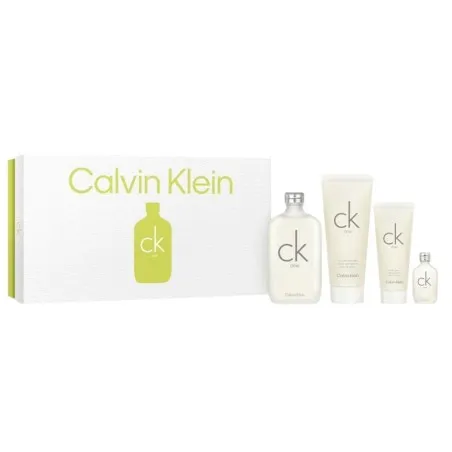 CALVIN KLEIN CK ONE 100 ml PCS SET: 200 ml EAU DE TOILETTE SPRAY + 200 ml BL + 100 ml SG + 15 ml EAU DE TOILETTE MINI SPRAY - CA