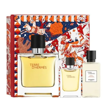 HERMES TERRE D'HERMES 90 ml PCS GIFT SET FOR MEN: 75 ml PURE PARFUM + 10 ml PURE PARFUM + 40 ml AFTER SHAVE LOTION - HERMES