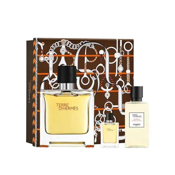 HERMES TERRE D'HERMES 90 ml PCS SET: 100 ml EAU DE TOILETTE + 15 ml EAU DE TOILETTE + 40 ml DOUCHE GEL - HERMES