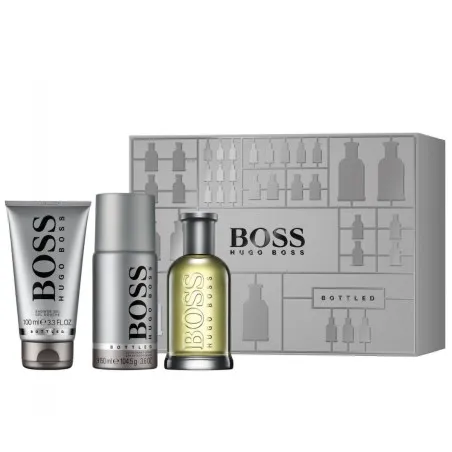 HUGO BOSS BOTTLED 90 ml PCS SET: 100 ml EAU DE TOILETTE SPRAY + 100 ml DEODORANT SPRAY + 100 ml DOUCHE GEL - Hugo boss