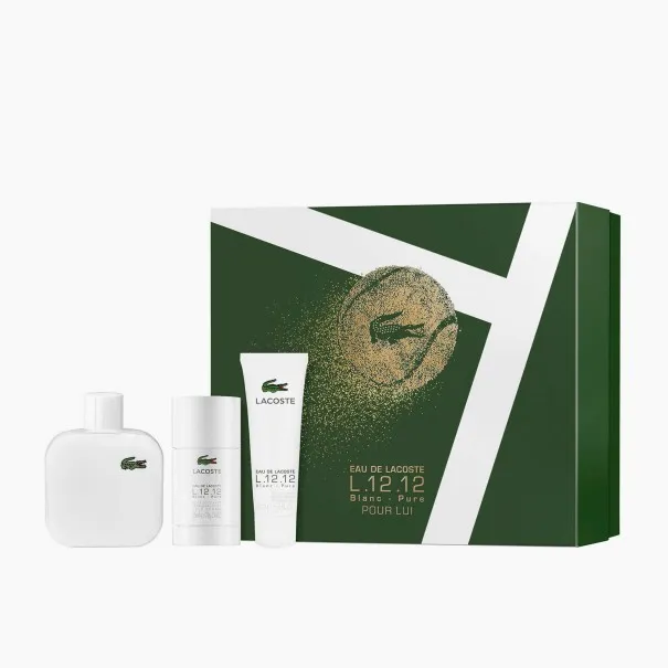 LACOSTE BLANC 90 ml PCS SET: 100 ml EAU DE TOILETTE SPRAY + 45 ml DOUCHE GEL + 70 ml DEODORANT STICK - Lacoste